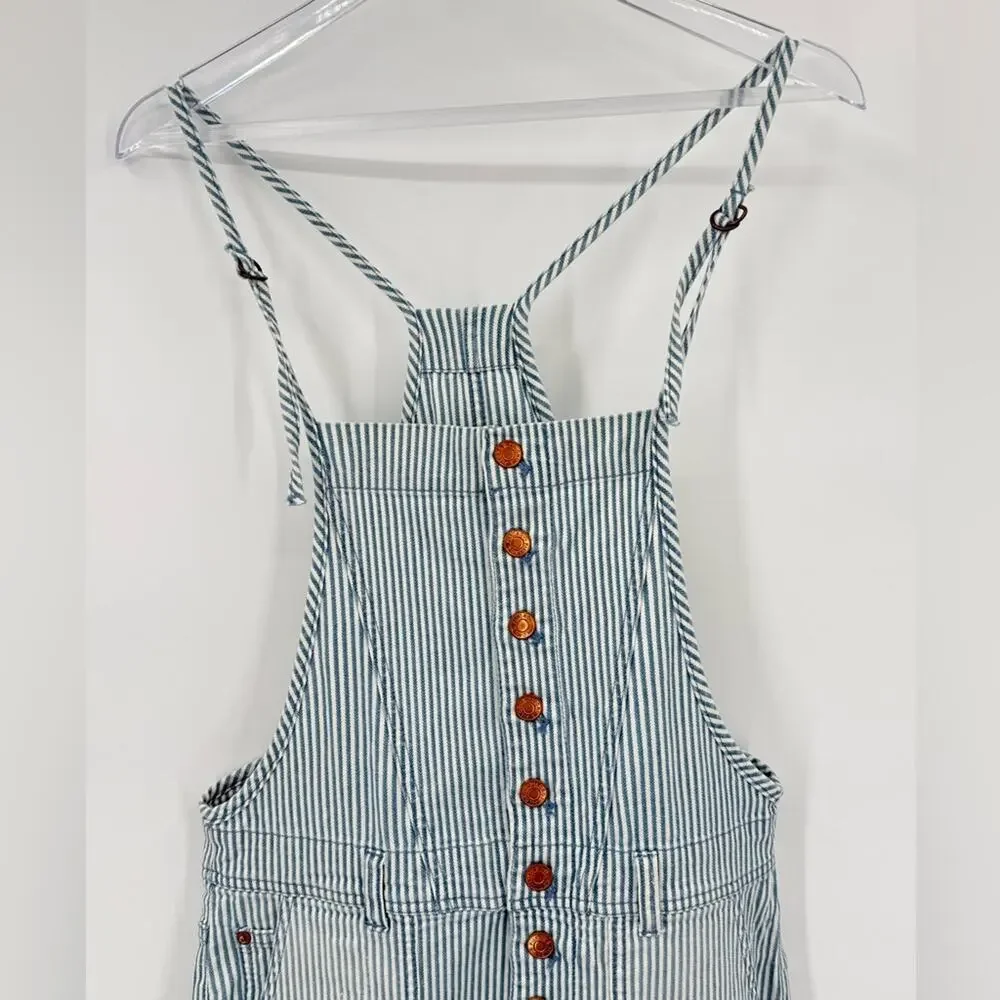 Anthropologie Pilcro Railroad Denim Stripes Overalls Romper Shortall Shorts 27 - Picture 5 of 12